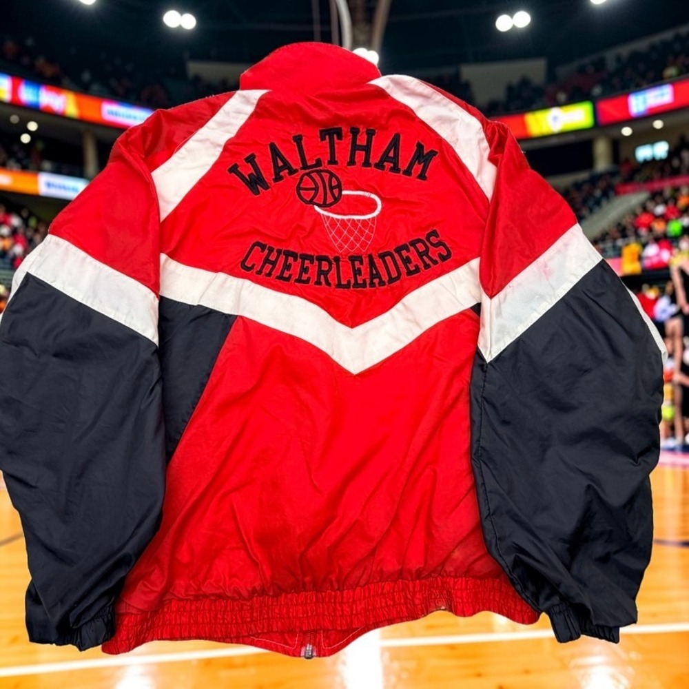Vtg Eastboy Colorblock '01 Waltham Cheerleaders Windbreaker Womens XL Red/W/Blk